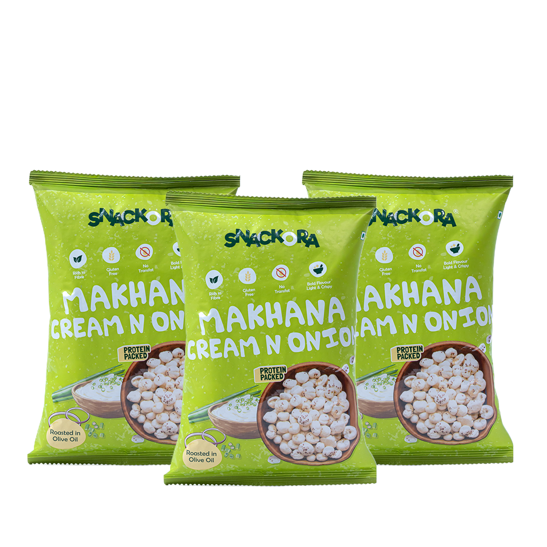 CREAM & ONION MAKHANA- Pack of 3 (20g)