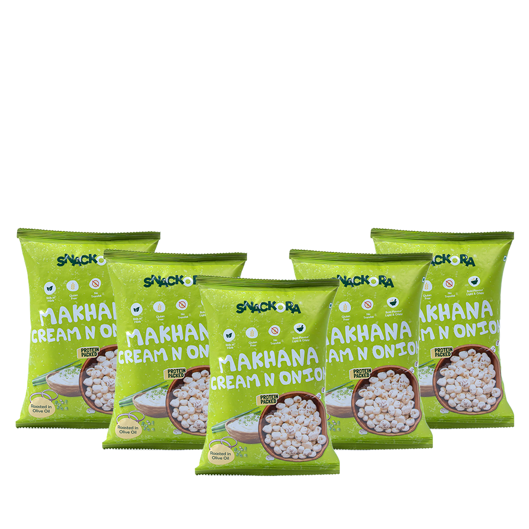 CREAM & ONION MAKHANA- Pack Of 5 (20g)